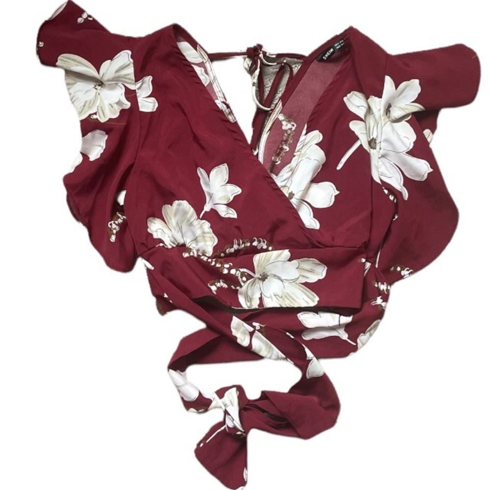3/$15 Women’s SHEIN Floral Cropped Top with Wrap Around the Waist Size Small